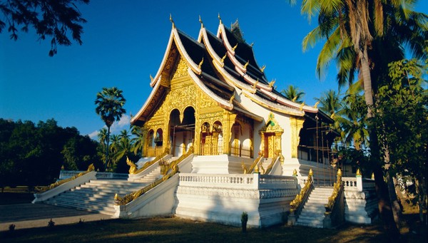 Ornate religious pavilion, the haw pha bang, royal palace museum, Luang Prabang, Laos